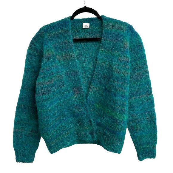 (SOLD) New Zealand Handknits Handmade Wool Mohair V-Neck Cardigan Sweater L - Picture 1 of 7